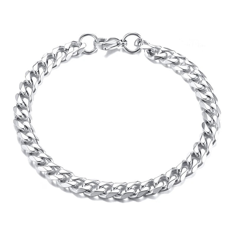 Silver Miami Curb Chain Bracelet