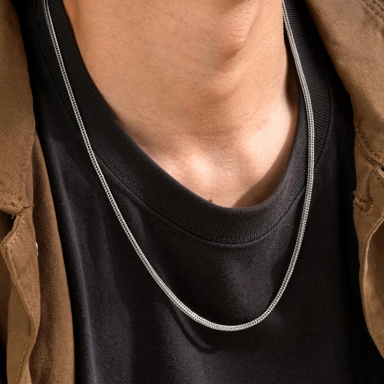 Herringbone Silver Chain Necklace