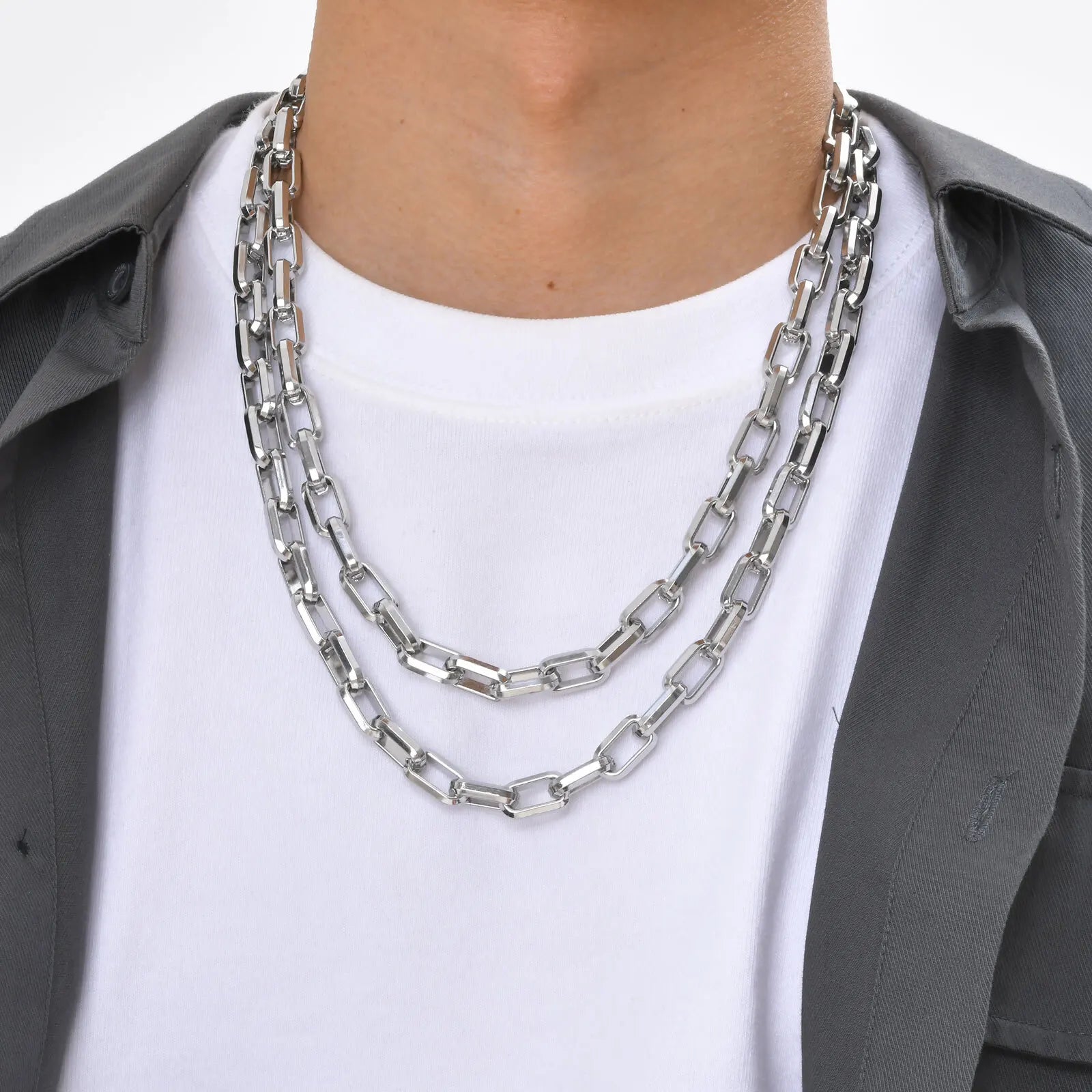 Heavy Rectangular Chain Necklace